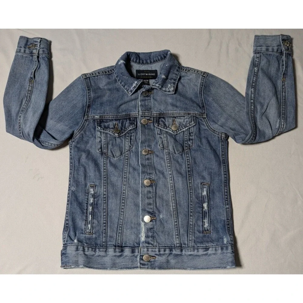 LUCKY BRAND The Tomboy Trucker Women‎ XS Distressed Denim Jean Jacket